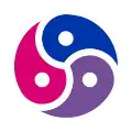 Triskelion (BDSM symbol) with bisexual flag colors