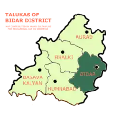 Map of Bidar Taluka in the Bidar District