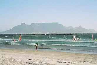 Table Mountain and Cape Town seen from Bloubergstrand