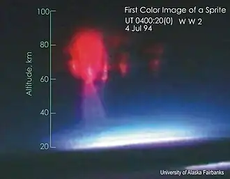 First color image of a sprite, taken from an aircraft