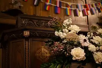 Sanctuary decorations for the Big Gay Wedding event