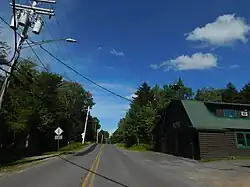Herkimer County Route&nbsp;1 southbound at the Big Moose fire station.