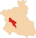 Geographic scope of the regiment in 1660 (in red) in comparison to the rest of Cossack Hetmanate