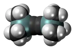 Ball-and-stick model of the bis(trimethylsilyl)acetylene molecule