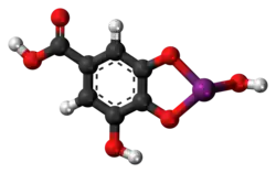 Ball-and-stick model of the bismuth subgallate molecule