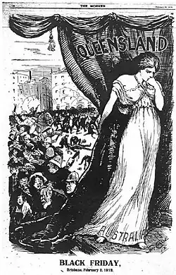 Image 9Illustration from the Brisbane Worker newspaper condemning the brutality of the Queensland Police on Black Friday during the 1912 Brisbane General Strike.