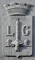 Perron depicted on the coat of arms of Liège