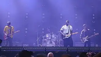 Bloc Party performing live in 2025. From Left to Right: Lissack, Bartle, Okereke and Deacon