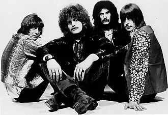 Blodwyn Pig founding lineup L to R: Jack Lancaster, Mick Abrahams, Ron Berg, Andy Pyle