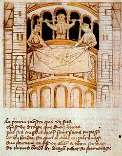 One of the 'heavenly cloths' shown to pilgrims from the dwarf gallery of the Basilica of Saint Servatius
