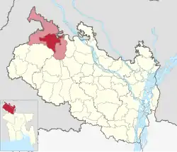 Location of Boda Upazila