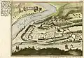 Trarbach&nbsp;– town and palace. Copper engraving by G. Bodenehr 1704.