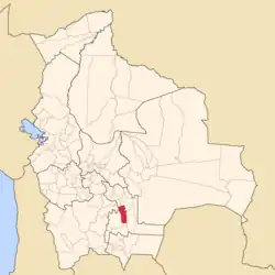 Location of Azurduy Province within Bolivia