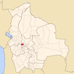 Map of Bolivia showing Tapacarí province
