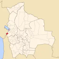 Location of José Manuel Pando Province within Bolivia