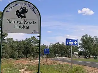 The entrance sign to Bollon