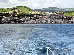 Matriz, as seen from Horta Bay, showing the old quarter and many of the historical buildings, as well Monte Carneiro