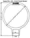 Diagram showing bomb dimensions
