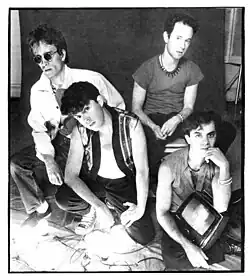 The Bongos in 1985, photographed by Phil Marino. Left to right: Rob Norris, Richard Barone, Frank Giannini, and James Mastro.
