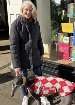 Garmus with her dog in 2023