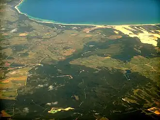 Boobyalla is in the centre of the coast in this aerial photo