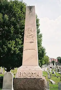 Booth's grave at Green Mount Cemetery in Baltimore