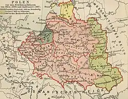 1890 map of the Polish–Lithuanian Commonwealth between 1660 and 1667 with Lithuania proper