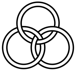 Borromean rings – although conventionally drawn as three linked circles in three-dimensional space, any realization must be non-circular.
