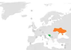 Map indicating locations of Bosnia and Herzegovina and Ukraine