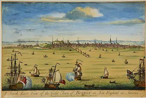 South East View of the Great Town of Boston, by John Carwitham, c. 1765