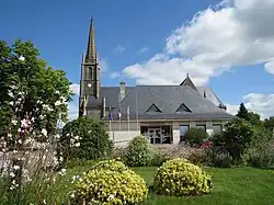 The town hall and church of Sainte-Marie