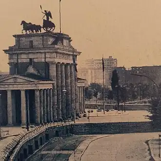 Brandenburg Gate photo taken during cold war near Berlin wall