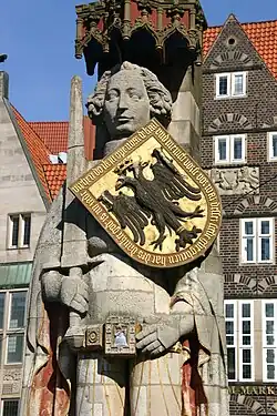 Roland statues, like the one in Bremen, became popular symbols of municipal independence during the Middle Ages.