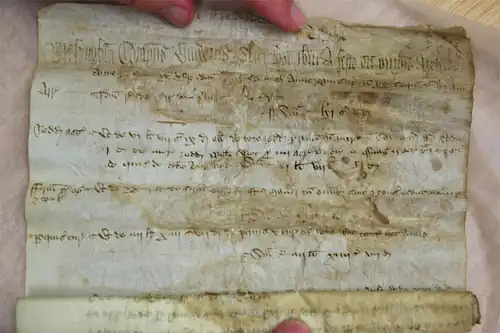 The 15th century Bressingham scroll, which can only be partially unrolled.[5]