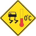 Bridge ices at freezing temperatures.