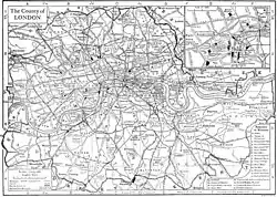 A very dense map of Greater London as it appeared in 1911