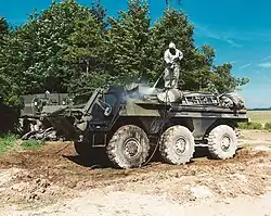 A British Army TPz Fuchs Armoured Vehicle as was used by the Joint CBRN Regiment.