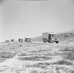 An Austin K2/Y ambulance convoy from the Royal Army Medical Corps moving forwards in the Western Desert, 1940 – 1943.
