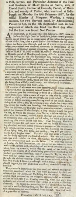 A page giving a description of the trial and testimony