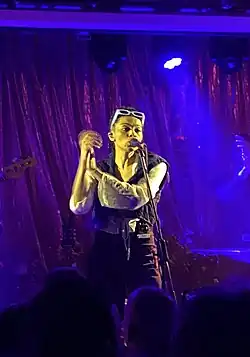 Combe performing in Leeds, 2025