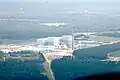 A typical two-unit US-BWR at the Brunswick Nuclear Generating Station; the containments (Mark I) are within the cubical shield buildings too.
