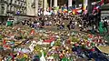 The impromptu memorial at the Place de la Bourse/Beursplein