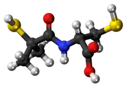 Ball-and-stick model of the bucillamine molecule