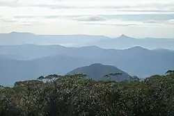 As seen from Mount Budawang (Pigeon House on right horizon)