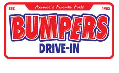 The words "Bumpers Drive-In" in a license plate style logo with the words "Americas Favorite Foods' on top.