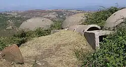 Several round dome bunkers.