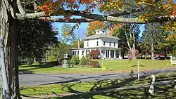 N.I.A. Starkweather House and Peet Fountain view from green
