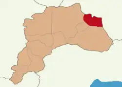 Map showing Ağlasun District in Burdur Province