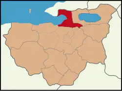 Map showing Gemlik District in Bursa Province
