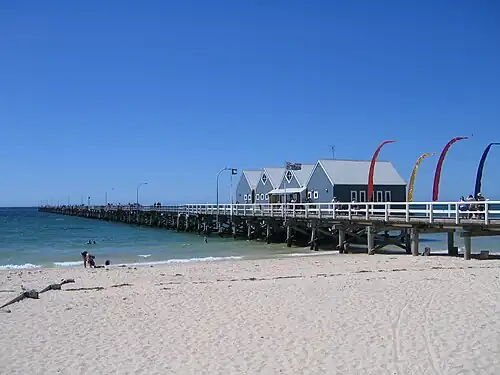 At 1,841 metres (6,040&nbsp;ft), the Busselton Jetty is the longest wooden jetty (pier) in the Southern Hemisphere.